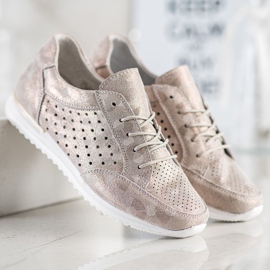 Kylie Prolamované kožené boty hnědý zlatý 1