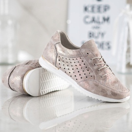 Kylie Prolamované kožené boty hnědý zlatý 2