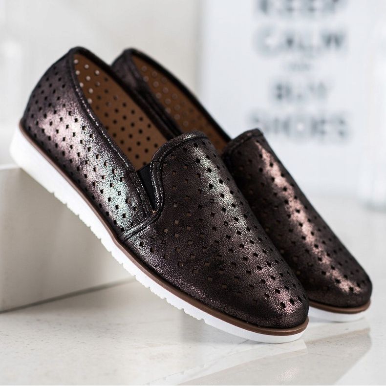 Kylie Lesklé prolamované slipy hnědý 1