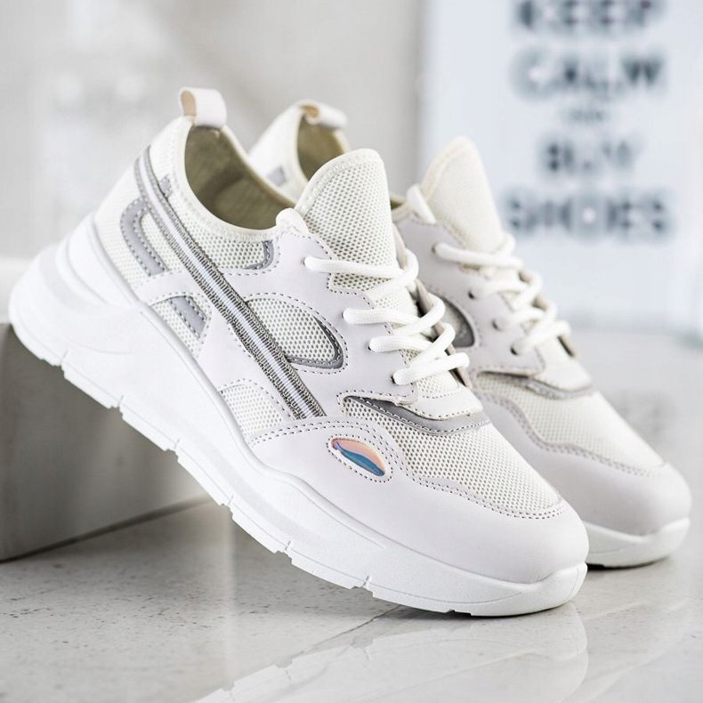 SHELOVET Neformální bílé tenisky bílý šedá 1