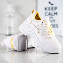 SHELOVET Pohodlné bílé tenisky bílý žlutá 1