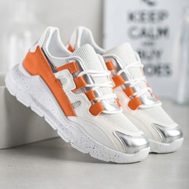 Ideal Shoes Tenisky s oranžovou vložkou bílý pomerančový 1