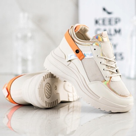 Marquiz Klínové tenisky béžový oranžový zlatý 2