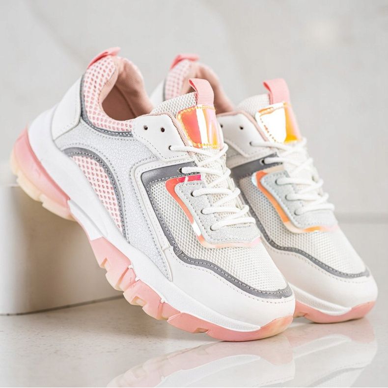 Ideal Shoes Tenisky s třpytivou vložkou bílý 2