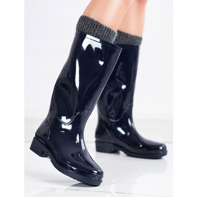 SHELOVET Galoše s vysokým leskem námořnická modrá 1