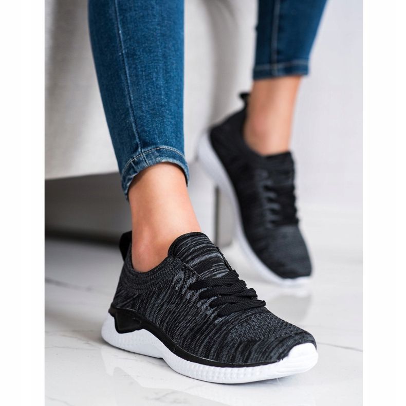 SHELOVET Šněrovací sportovní obuv černá 1