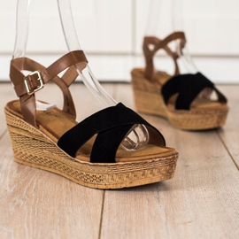 S. BARSKI Sandály Na Koturnie S.BARSKI hnědý černá 1