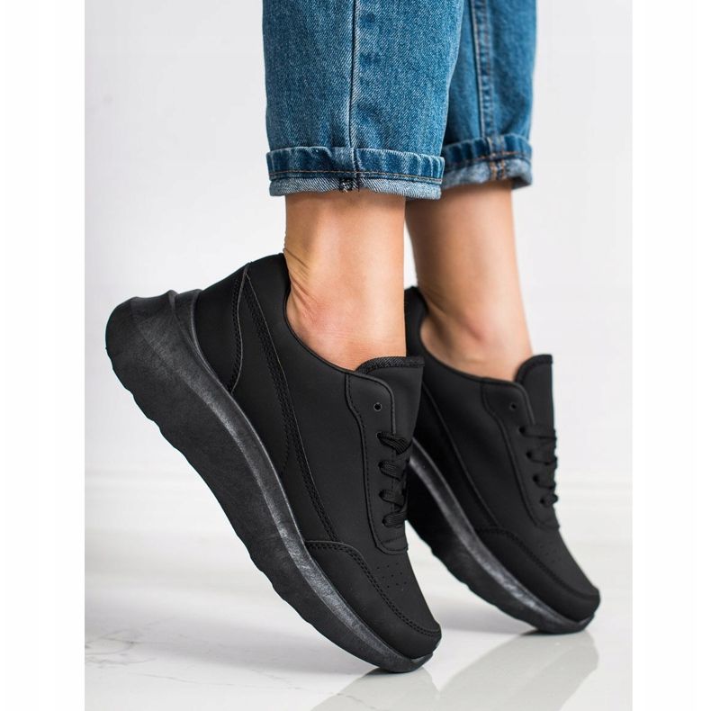 SHELOVET Klasické ekologické kožené tenisky černá 1