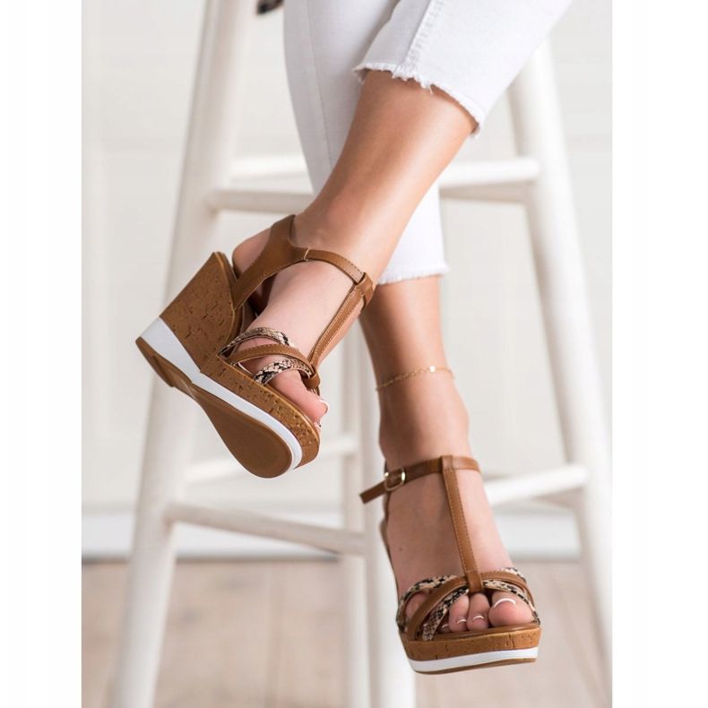 Klínové sandály Sergio Leone hnědý 2