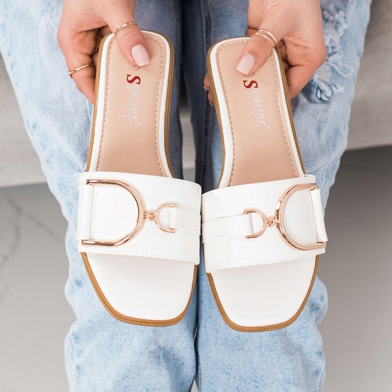 Seastar Elegantní pantofle s ozdobou bílý 1