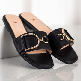 Seastar Elegantní pantofle s ozdobou černý 1