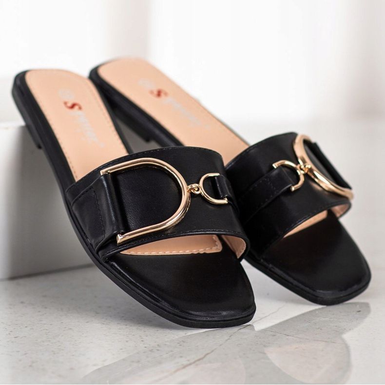 Seastar Elegantní pantofle s ozdobou černá 1