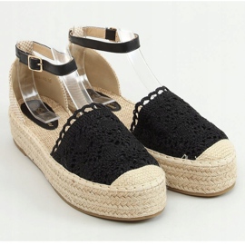 Černé krajkové espadrilky 888-85 černé černý 1