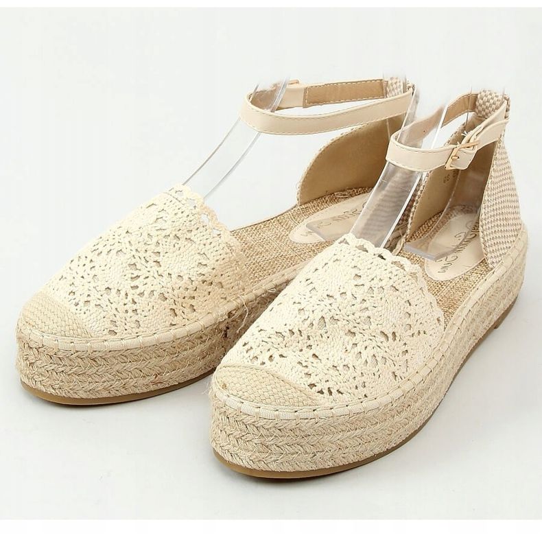 Béžové krajkové espadrilky 888-85 Béžové béžový 1