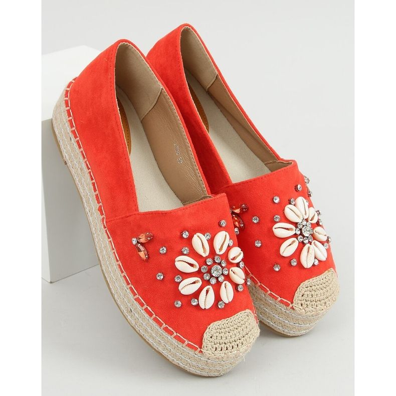 Oranžové espadrilky s mušlemi 2798 Orange pomerančový 1