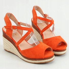 Oranžová FG19 Oranžová otevřená špička espadrilky na klínech pomerančový 1