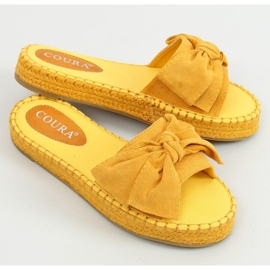 Pantofle espadrilky s mašlí medová 266 Žlutá žluť 1