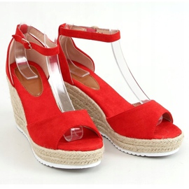 Červené sandály espadrilky na klíncích 888-89 Červené červený 1