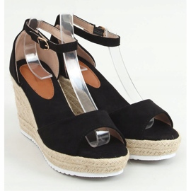 Černé sandály espadrilky na klíncích 888-89 Black černý 1