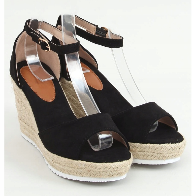 Černé sandály espadrilky na klíncích 888-89 Black černá 1
