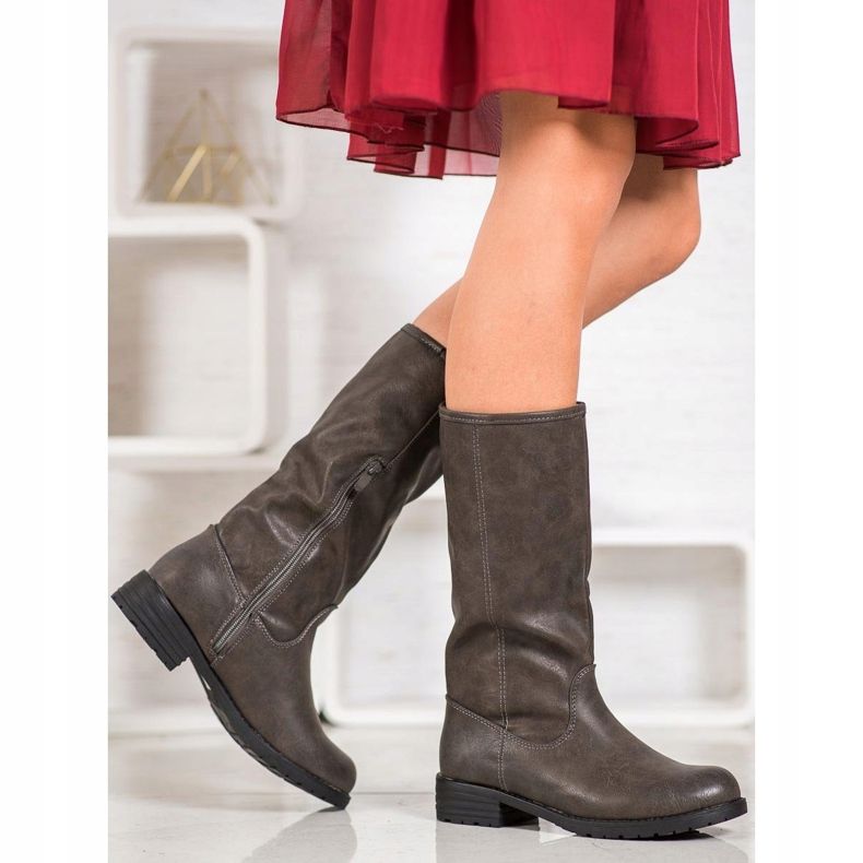 SDS Pohodlné boty s eko kůží hnědý 1