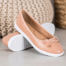 SHELOVET Balerínky z eko kůže hnědý 1