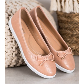 SHELOVET Balerínky z eko kůže hnědý 2