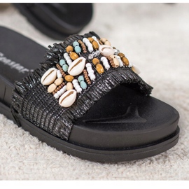 Seastar Černé pantofle s mušlemi černý 1