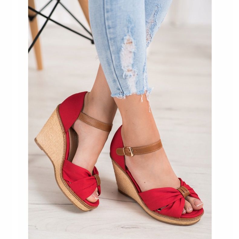 SHELOVET Sandály na vysokém podpatku červené 1