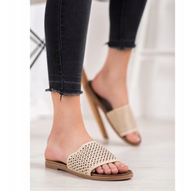 Renda Prolamované pantofle hnědý 2