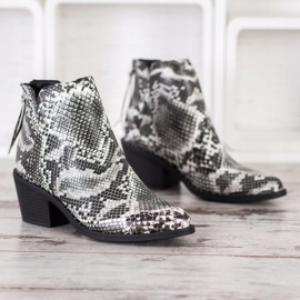 SHELOVET Snake Print Boot bílý černý 2