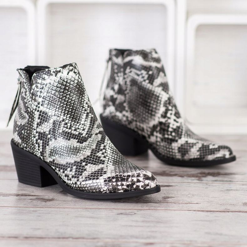 SHELOVET Snake Print Boot bílý černý 2