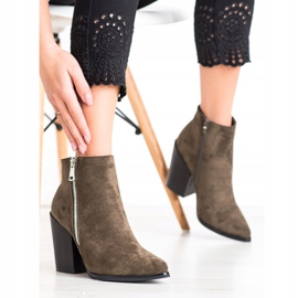 Marquiz Teplé kozačky s ozdobným zipem hnědý zelená 2