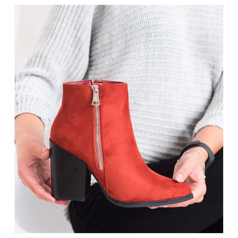 Marquiz Teplé kozačky s ozdobným zipem červené oranžový 1