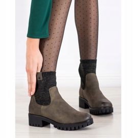 M.Daszyński Nazouvací boty na platformě zelený 1