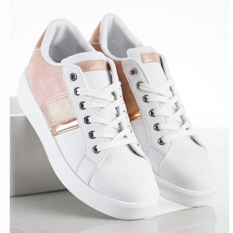 SHELOVET Sportovní obuv se semišovou vložkou bílý růžový 2 SHELOVET Sportovní obuv se semišovou vložkou bílý růžový 2