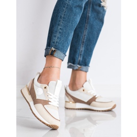 SHELOVET Módní BÍLÉ A BÉŽOVÉ tenisky béžový bílý 1