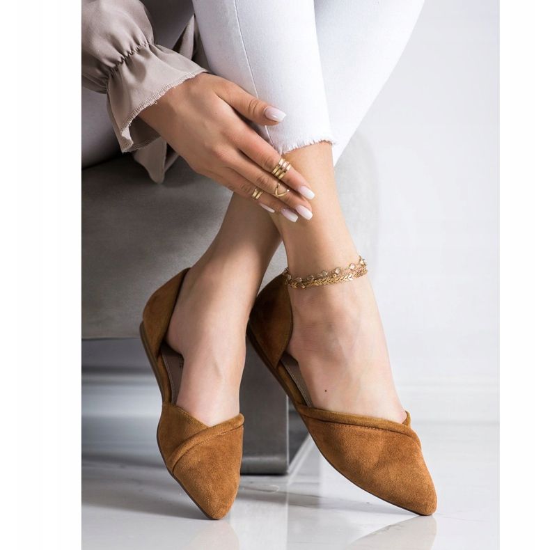 Goodin Semišové balerínky s výřezem hnědý 1