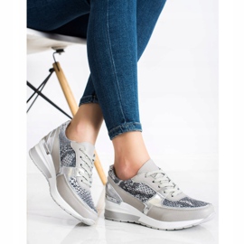 Goodin Šedé kožené tenisky s potiskem hada šedá vícebarevný 1 Goodin Šedé kožené tenisky s potiskem hada šedá vícebarevný 1