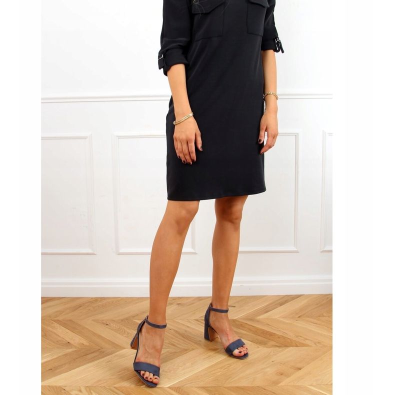 Modré sandály na vysokém podpatku 8741 Blue modrý 1