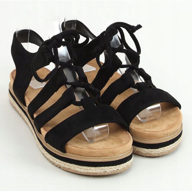 Černé espadrilové sandály W86 černé černý 1