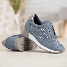 Kylie Prolamované boty na platformě modrý 1