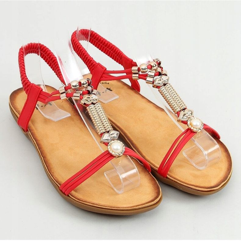 Červené dámské sandály H075 Rojo červený 1