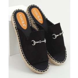 Černé pantofle espadrilky se sponou 8294 Black černý 1