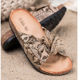 Bella Paris Papuče s hadím potiskem béžový 2