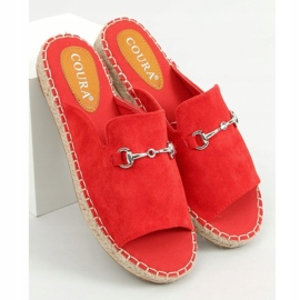 Pantofle espadrilky se sponou červená 8294 červená červený 1