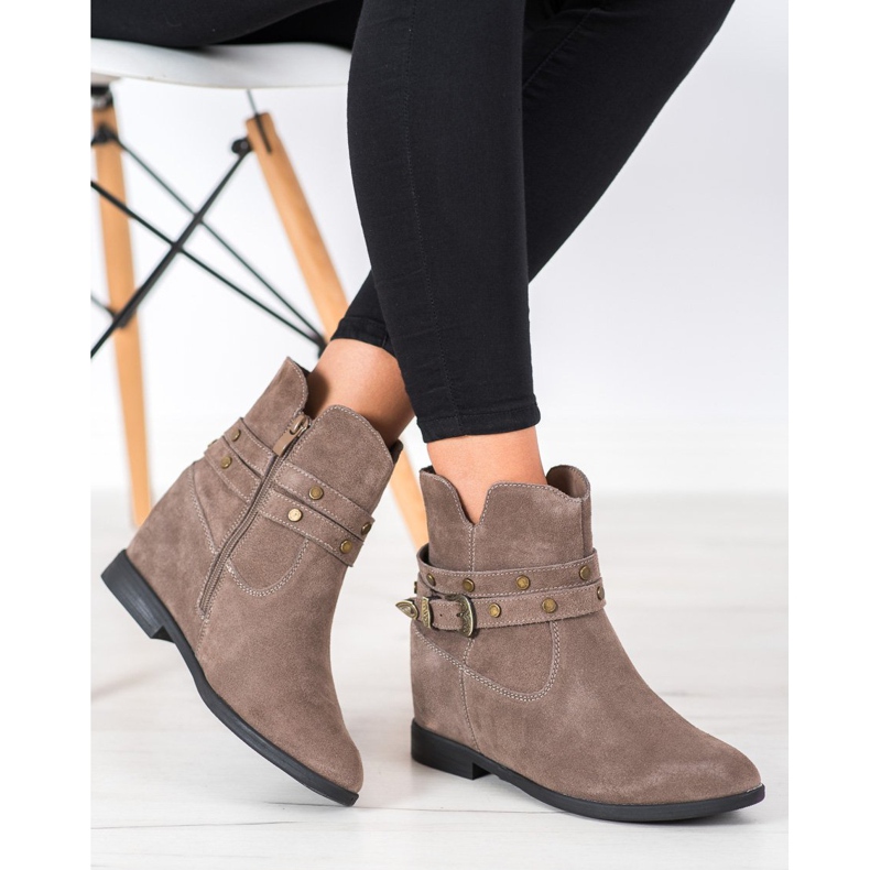 Filippo Zdobené kožené boty béžový 2