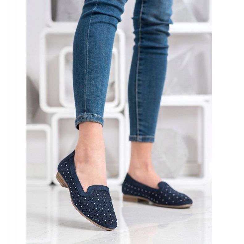 Filippo Kožení páni s kubickými zirkony námořnická modrá 1