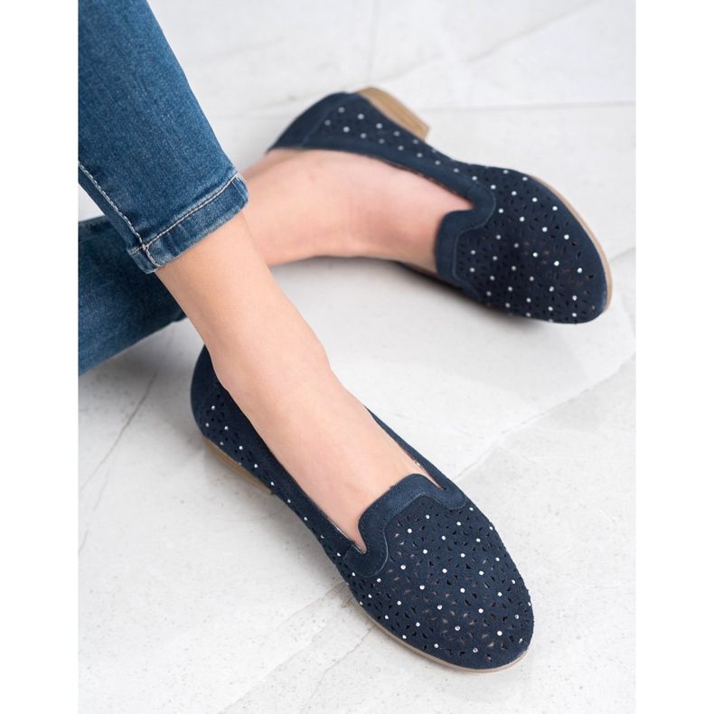 Filippo Kožení páni s kubickými zirkony námořnická modrá 2