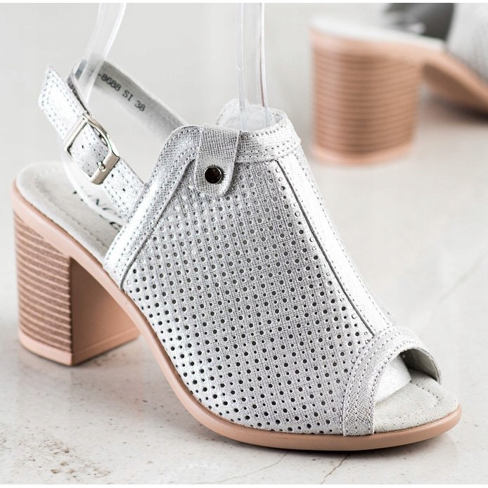 Svítící sandály z kůže VINCEZA stříbrný 2